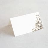 "Engraved Flowers" - Place Cards in Gold by Phrosné Barwood - Blank front