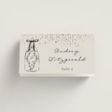 "Hand Illustrated Whimsical Chandelier" - Place Cards in Noir by Jackie Crawford - Folded with Free Guest Printing