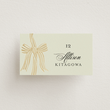 "All Tied Up" - Place Cards in Champagne by Chris Griffith - Front with Free Guest Printing