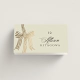 "All Tied Up" - Place Cards in Champagne by Chris Griffith - Folded with Free Guest Printing