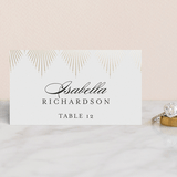 "Deco Fan Border" - Place Cards in Classic White by Kelly Schmidt - Front with Free Guest Printing