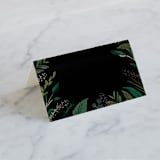 "Emerald Leaves" - Place Cards in Midnight by Susan Moyal - Blank front