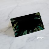 "Emerald Leaves" - Place Cards in Midnight by Susan Moyal - Folded Back of Card