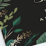 "Emerald Leaves" - Place Cards in Midnight by Susan Moyal - Detail