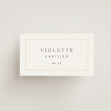 "Framed Monogram" - Place Cards in Silk by Kelly Schmidt - Front with Free Guest Printing