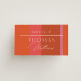 "Patchwork Border" - Place Cards in Fruit Punch by Morgan Kendall - Front with Free Guest Printing
