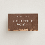 "Woodland Hills" - Place Cards in Copper by Eric Clegg - Front with Free Guest Printing