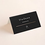 "Finley" - Place Cards in Graphite by Kristie Kern - Folded with Free Guest Printing