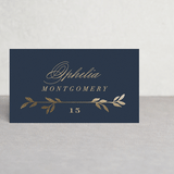 "Botanical Ampersand" - Place Cards in Navy by Hooray Creative - Front with Free Guest Printing