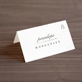 "Initially Yours" - Place Cards in Salt by Hooray Creative - Folded with Free Guest Printing