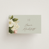 "Floral Tribute" - Place Cards in Moss by Chris Griffith - Front with Free Guest Printing