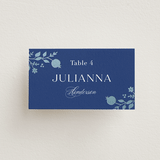 "Pomegranate Floral Frame" - Place Cards in Royal by Nam Bourassa - Front with Free Guest Printing