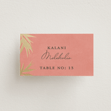 "Birds of Paradise" - Place Cards in Coral by Julie Hebert - Front with Free Guest Printing