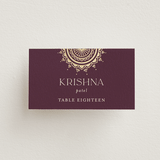 "Arunima" - Place Cards in Plum by Randi Cirelli - Front with Free Guest Printing
