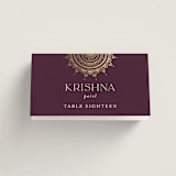 "Arunima" - Place Cards in Plum by Randi Cirelli - Folded with Free Guest Printing