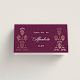"Zardozi" - Place Cards in Amethyst by Mansi Verma - Folded with Free Guest Printing