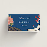 "kimono" - Place Cards in Ocean by Elly - Folded with Free Guest Printing