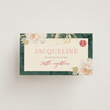 "Auspicious Peonies" - Place Cards in Evergreen by fatfatin - Front with Free Guest Printing