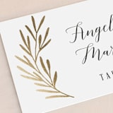 "Gilded Leaves" - Place Cards in Classic White by Kelly Schmidt - Detail