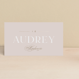 "Lovely Day" - Place Cards in Rose Quartz by Leah Bisch - Front with Free Guest Printing