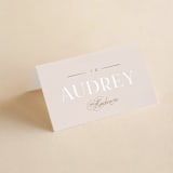 "Lovely Day" - Place Cards in Rose Quartz by Leah Bisch - Folded with Free Guest Printing
