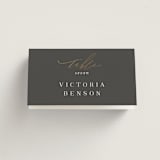 "Over Monogram" - Place Cards in Stormy by Jessica Williams - Folded with Free Guest Printing