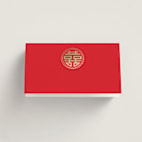 "HAPPINESS x 2" - Place Cards in Ruby by Melanie Kosuge - Blank front