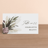 "Roses & Greenery" - Place Cards in Aubergine by Susan Moyal - Front with Free Guest Printing