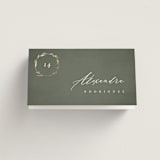 "Minimal Circle" - Place Cards in Moss by Kelly Schmidt - Folded with Free Guest Printing
