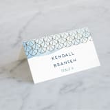 "Sea Crest" - Place Cards in Turquoise by Kaydi Bishop - Folded with Free Guest Printing
