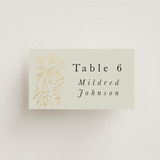 "Foil Botanical Frame" - Place Cards in Taupe by Hannah Williams - Front with Free Guest Printing