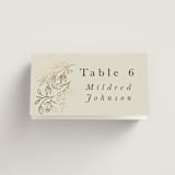 "Foil Botanical Frame" - Place Cards in Taupe by Hannah Williams - Folded with Free Guest Printing