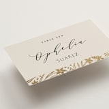 "Floral Border" - Place Cards in Champagne by Leah Bisch - Detail