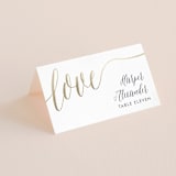 "A Sparkly Love" - Place Cards in Gold by Erin Deegan - Folded with Free Guest Printing