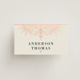 "Regal Mehndi" - Place Cards in Champagne Rose by Oma N. Ramkhelawan - Front with Free Guest Printing
