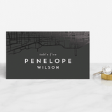 "Chicago" - Place Cards in Onyx by Erin Deegan - Front with Free Guest Printing