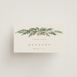 "Winter Garland" - Place Cards in Latte by Leah Bisch - Front with Free Guest Printing