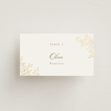 "floral crest" - Place Cards in Champagne by Cass Loh - Front with Free Guest Printing
