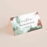 "Fancy Marble" - Place Cards in Moss by Phrosné Barwood - Folded with Free Guest Printing