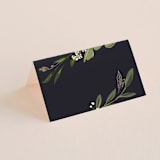 "Greenery Crown" - Place Cards in Navy by Susan Moyal - Blank front