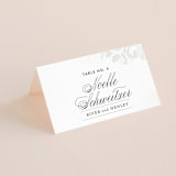 "Beloved" - Gloss-Press® Place Cards in Graphite by Design Lotus - Folded with Free Guest Printing