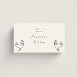 "Bon Vivant" - Place Cards - Chicken in Charcoal by Ani Somi - Front with Free Guest Printing