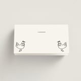 "Bon Vivant" - Place Cards - Chicken in Charcoal by Ani Somi - Blank front