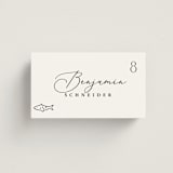 "Chic Script" - Place Cards - Fish in Ink by Hooray Creative - Front with Free Guest Printing