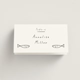 "Bon Vivant" - Place Cards - Fish in Charcoal by Ani Somi - Folded with Free Guest Printing