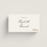 "Let's Eat" - Place Cards - Fish in Pearl by Petra Kern - Front with Free Guest Printing