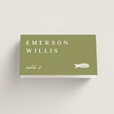 "Farm to Table" - Place Cards - Fish in Sage by Sierra Lee - Folded with Free Guest Printing