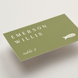 "Farm to Table" - Place Cards - Fish in Sage by Sierra Lee - Detail