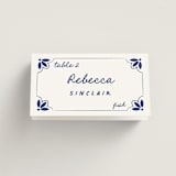 "Tile Card" - Place Cards - Fish in Azure by Zani van Zyl - Folded with Free Guest Printing