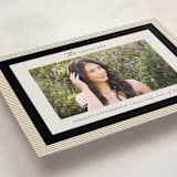 "Modern striped frame" - Graduation Announcements in Noir by Jackie Crawford - Detail